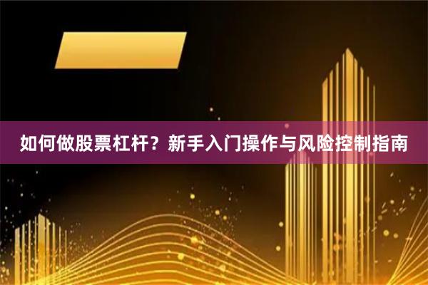 如何做股票杠杆？新手入门操作与风险控制指南